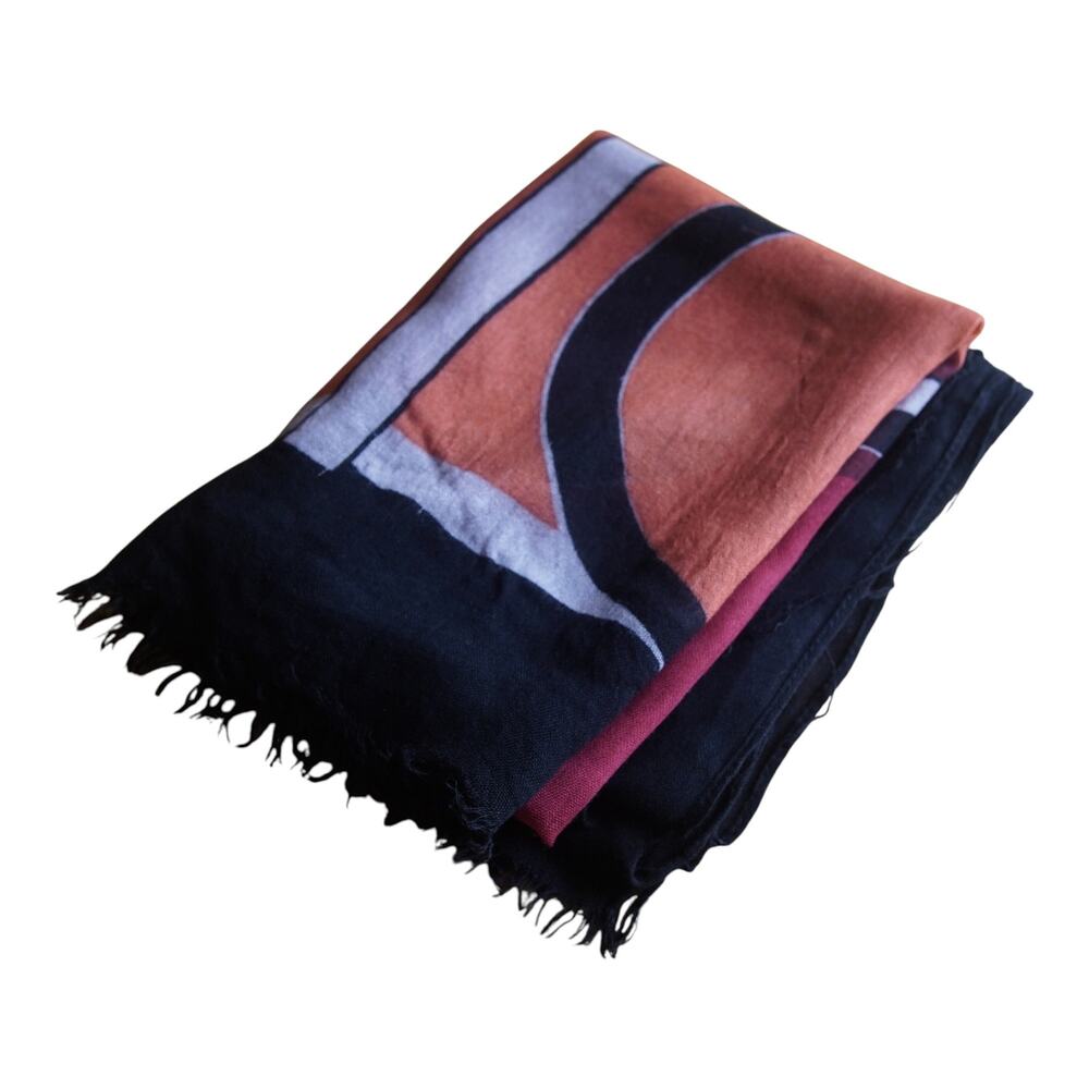 Calvin Klein Abstract Logo Scarf Oversized Wrap Red Black - Picture 6 of 10
